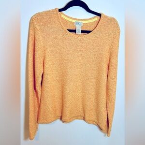 L.L. Bean‎ Pastel Orange Scoop Neck Long Sleeve Sweater Sz Large Spring Colors